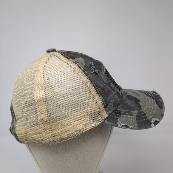 USA Flag Trucker Cap Multicolor One Size Adjustable Mesh Distressed Camouflage - Picture 5 of 10